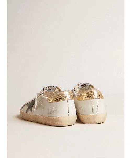 Мужские кроссовки Golden Goose Super-Star из кожи и замши серебристые — фото 4