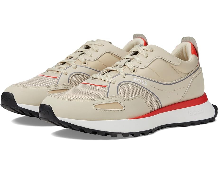 

Кроссовки BOSS Jonah Mix Material Running Sneaker, цвет Light Beige, Серый, Кроссовки BOSS Jonah Mix Material Running Sneaker, цвет Light Beige