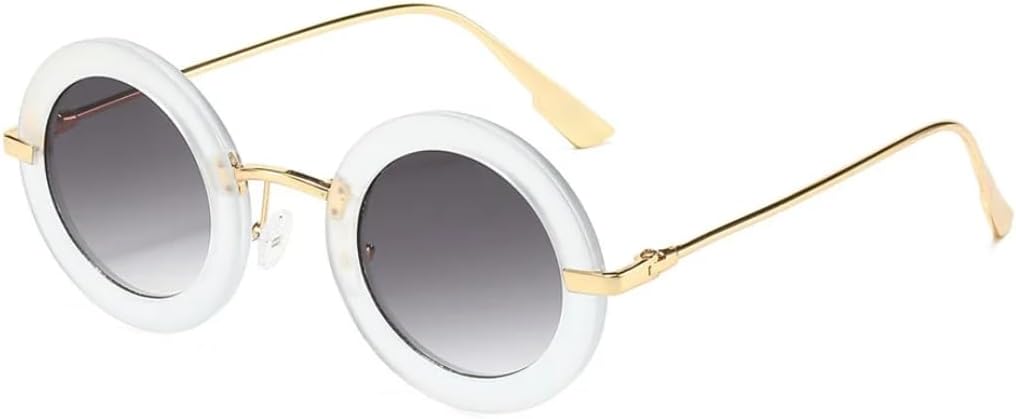 

Ретро круглые солнцезащитные очки для женщин, популярный стиль, модные солнцезащитные очки, подчеркивающие индивидуальность, для отдыха на природе и отпуска TVTBBVV, Transparent