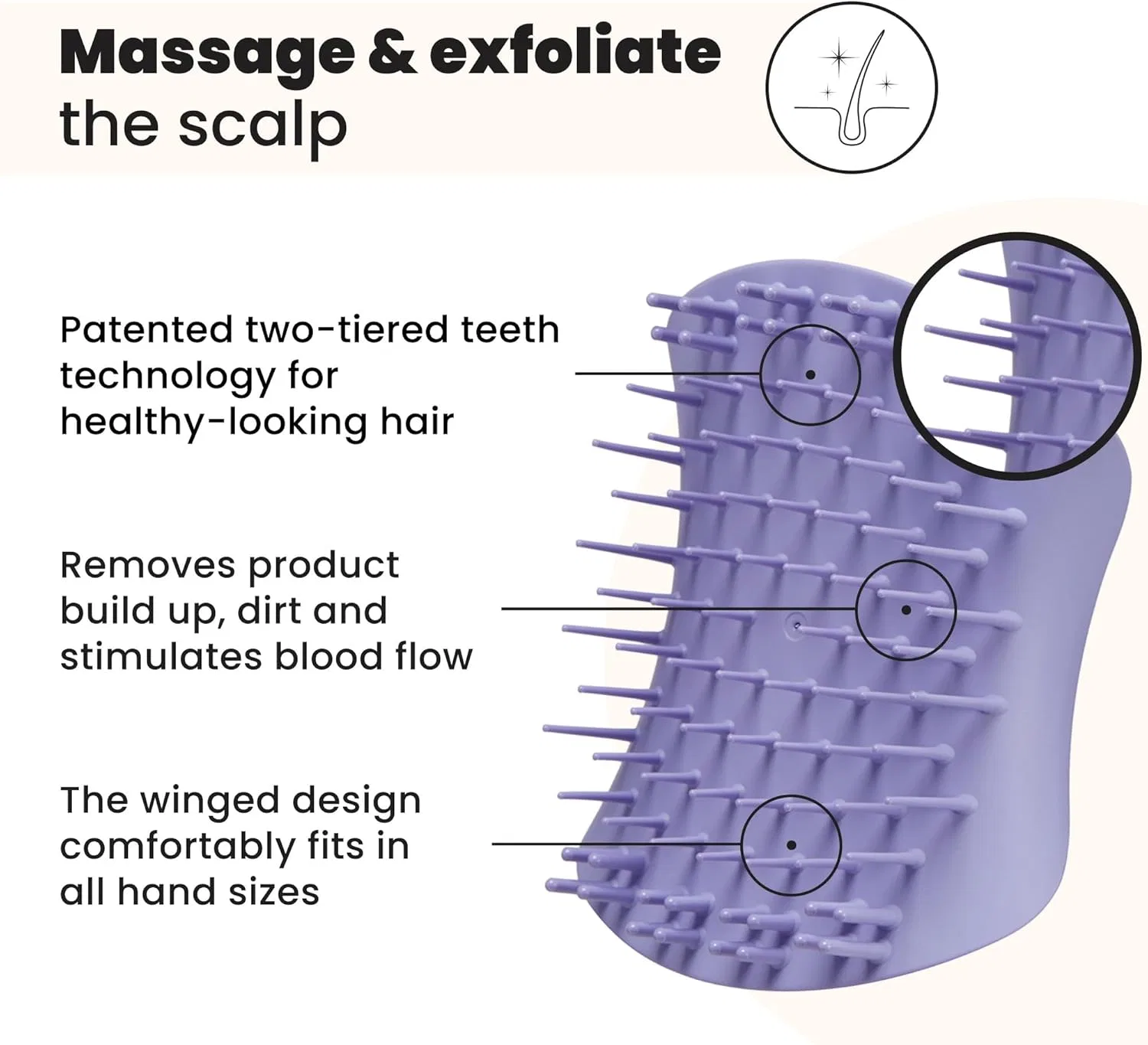 Щетка-массажер для кожи головы Tangle Teezer, лавандовая Tangle Teezer, Lavender — фото 2