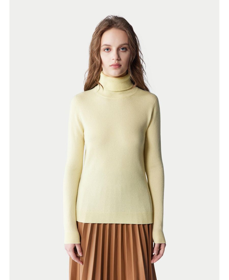 

Женский базовый кашемировый свитер с высоким воротником Gobi Cashmere, Yellow-wax yellow