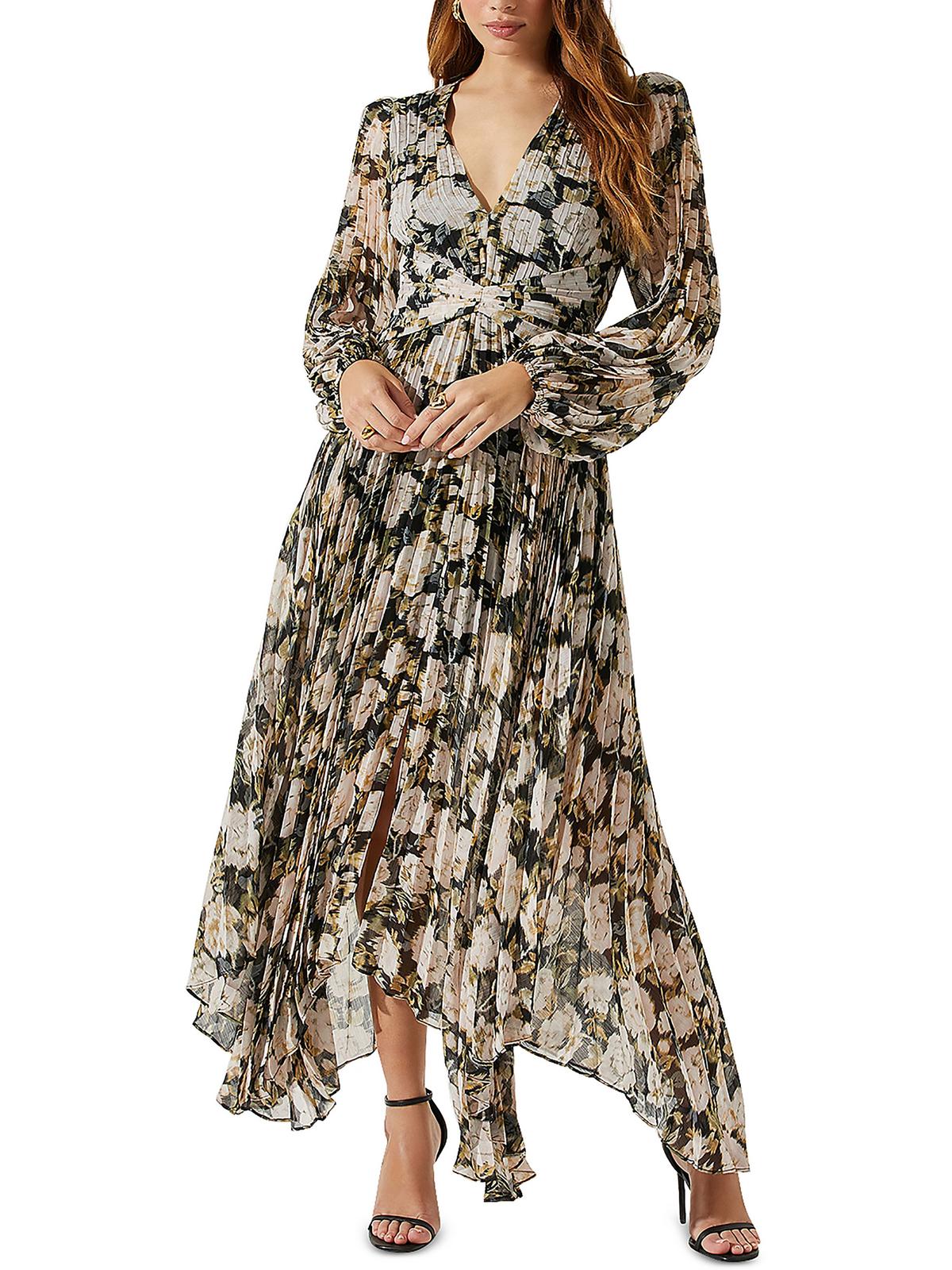 

Женское шифоновое плиссированное платье миди Ayana ASTR the Label, цвет cream black floral