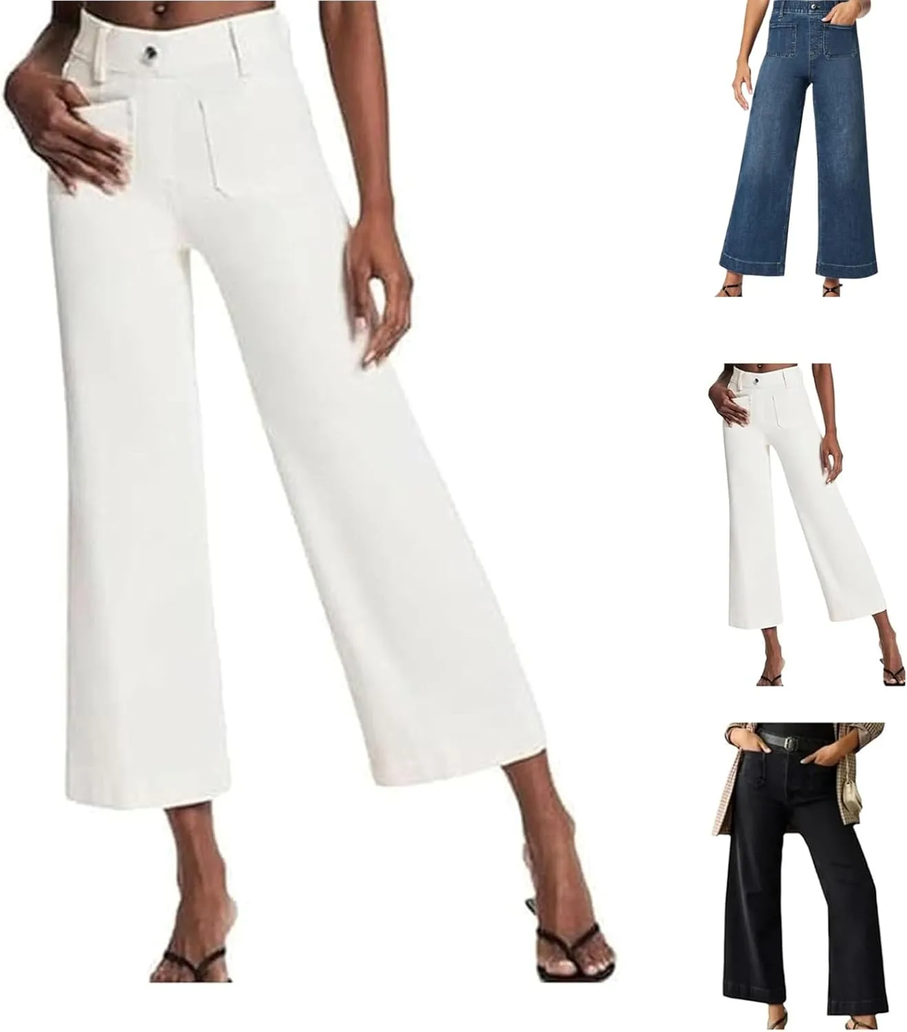 

Кроп джинсы с эффектом корсета и широкими штанинами Poiua