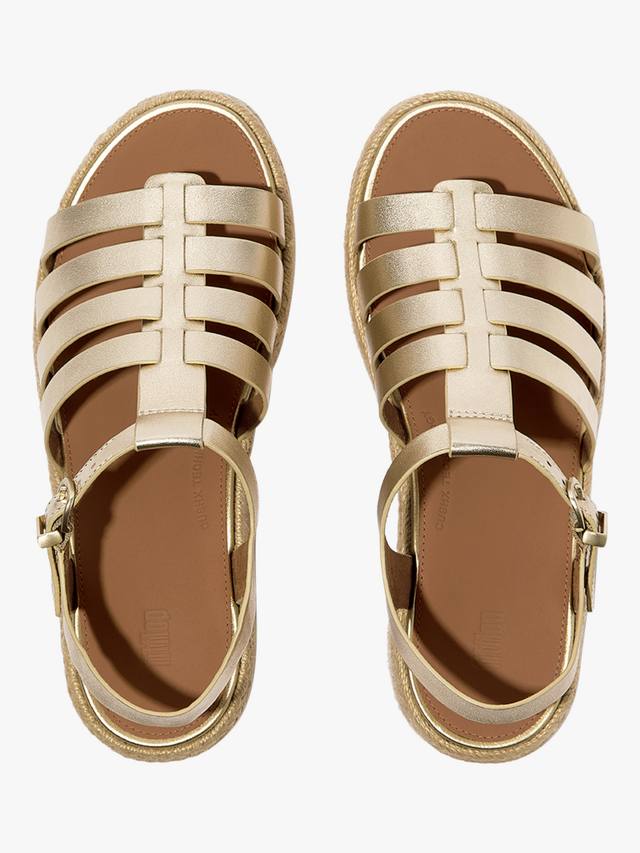 Кожаные босоножки на платформе в рыбацком стиле FitFlop, цвет Platino — фото 4