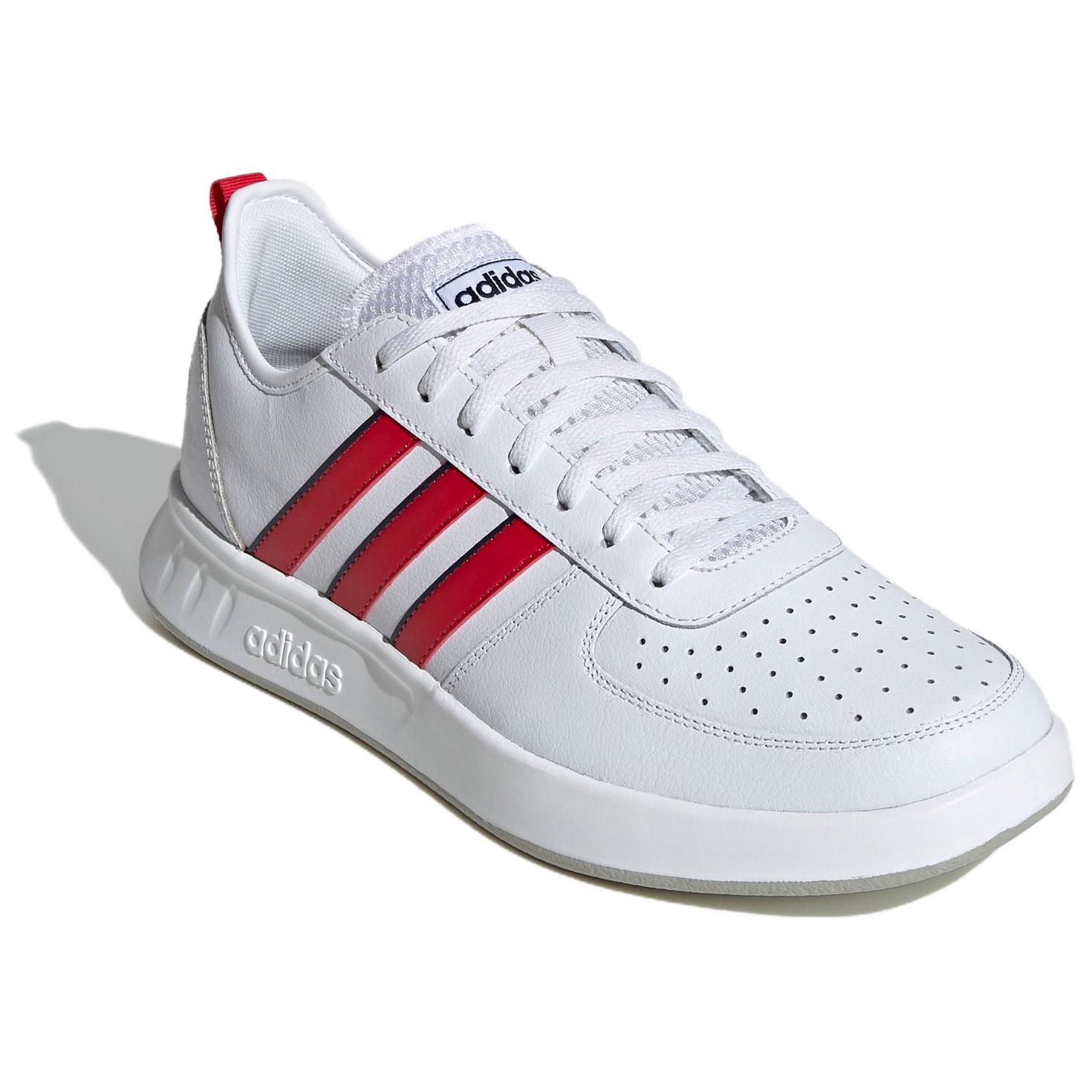 

Кроссовки теннисные мужские Adidas Court80s противоскользящие износостойкие низкие белые с красным