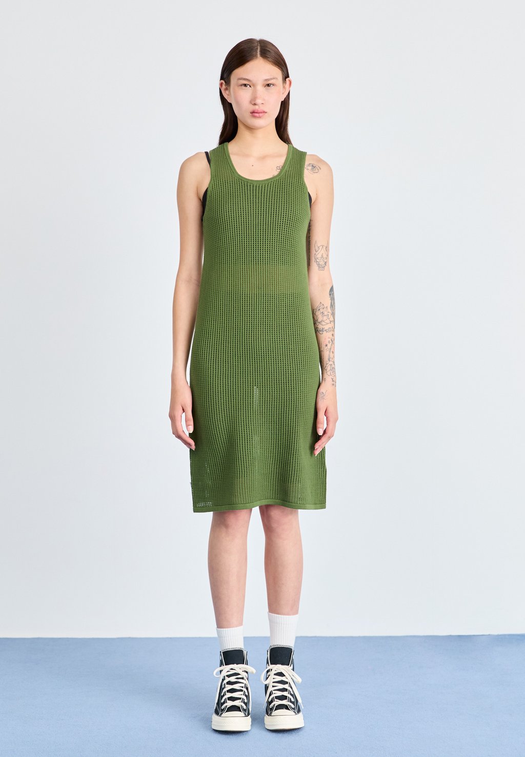 

Платье-джемпер MINERVA OPEN STRIPE DRESS Obey Clothing, оливковый