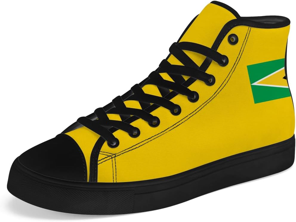 

Кеды на высокой подошве Chebing с флагом Гайаны для мужчин и женщин, высокие кроссовки на шнуровке, повседневная обувь, желтый