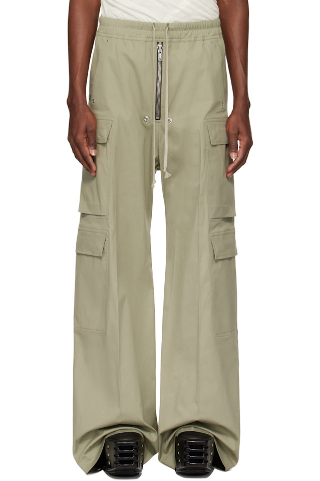 

Грузовые штаны Hollywood cargobela Rick Owens, цвет celadon