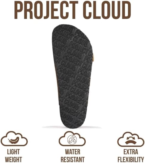 Мужские сандалии Project Cloud из 100 натуральной кожи с амортизирующей стелькой из натуральной пробки, сандалии с двумя ремешками и пряжками, летние нескользящие (Heritage), Apricot Suede — фото 4