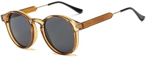 

Ретро круглые солнцезащитные очки для женщин и мужчин, прозрачные женские солнцезащитные очки для мужчин с защитой от УФ-излучения UV400 MTZJH, C5 Light Brown Grey