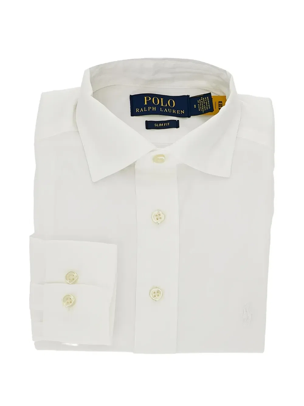 Хлопковая рубашка облегающего кроя POLO RALPH LAUREN KIDS, белый