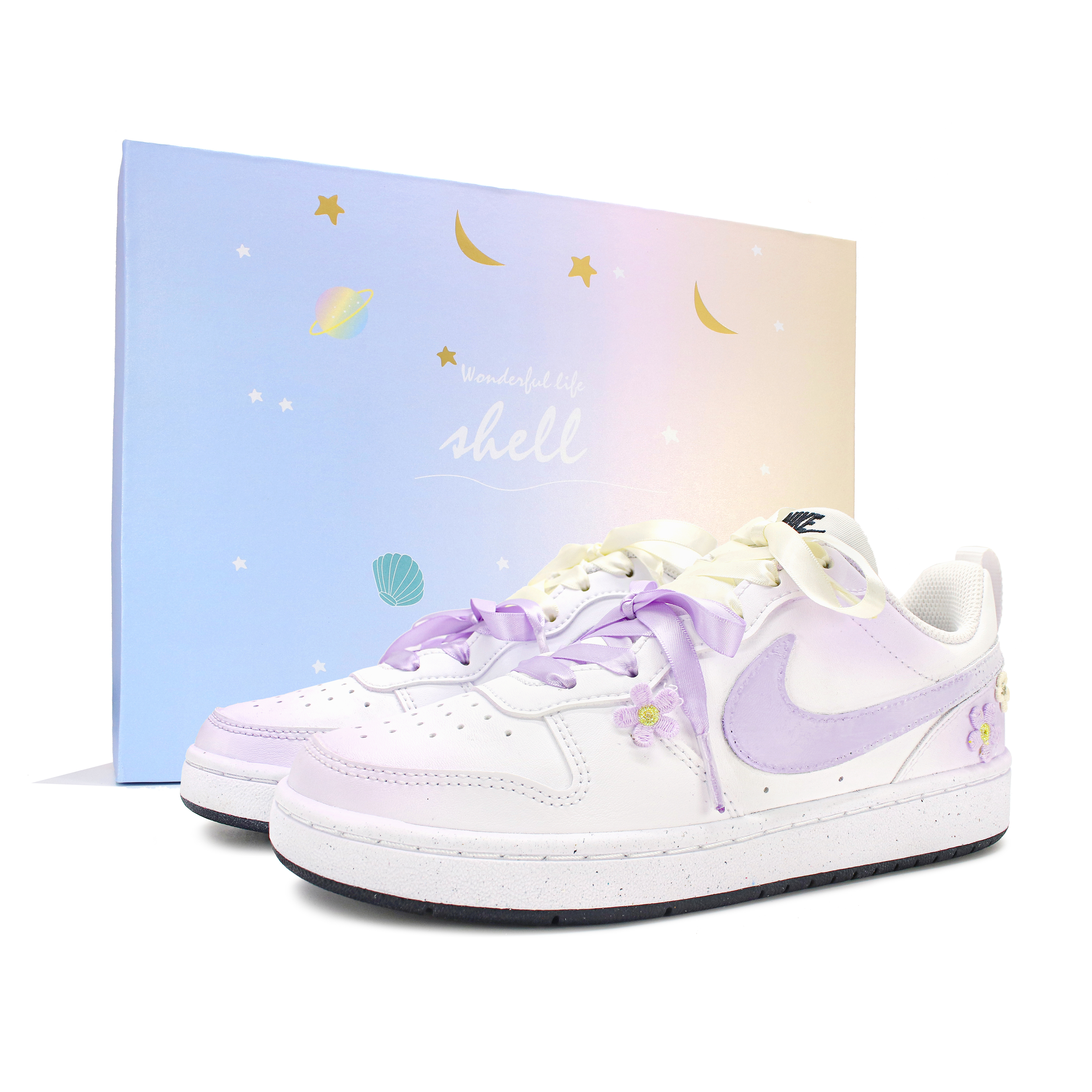 

Кроссовки для скейтбординга Court Borough LOW RECRAFT для детей и подростков Nike, фиолетовый/белый