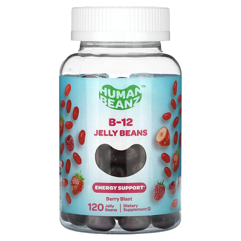 

Human Beanz, Желейные бобы витамина B12, Berry Blast, 1000 мкг, 120 мармеладных бобов (333 мкг в каждой мармеладной фасоли)