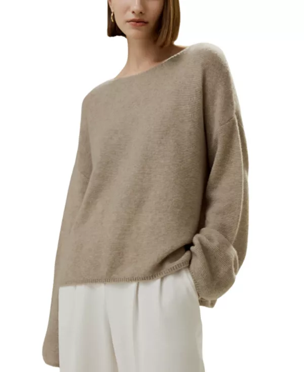 

Свободный крой, приспущенные плечи, толстовка из смеси шелка и кашемира. Lilysilk, бежевый