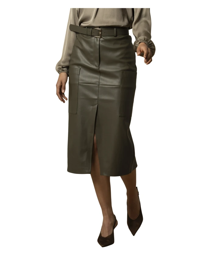 

Стильная юбка-карандаш из искусственной кожи Kocca, зеленый