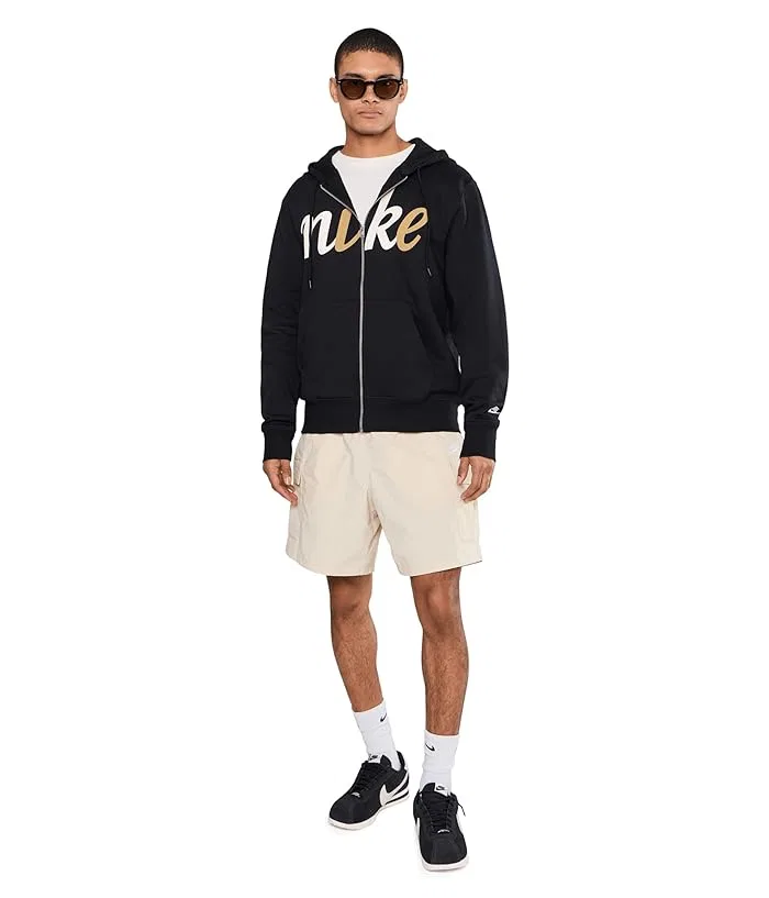 Худи Nike Sportswear Club Full-Zip Fleece, Black/Black/Sail — фото 2