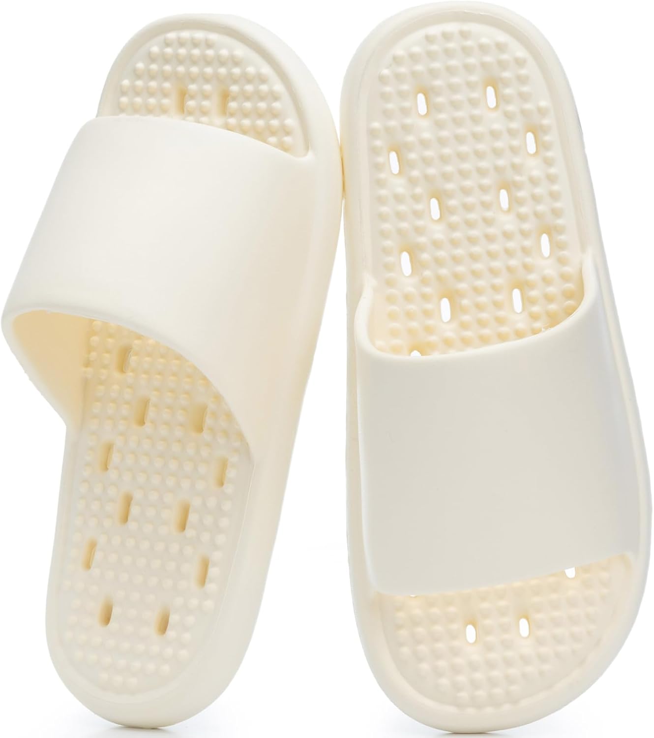 

Душевые тапочки GOEWY с дренажными отверстиями, массажными гранулами для женщин и мужчин, для спортзала, душа, сандалии для ванной и пляжа, быстро сохнущие, легкие, противоскользящие, бежевый