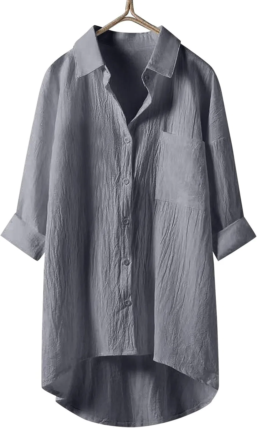 Блуза из хлопка и льна, Oversize, Muslin Blouse, серый — фото 3