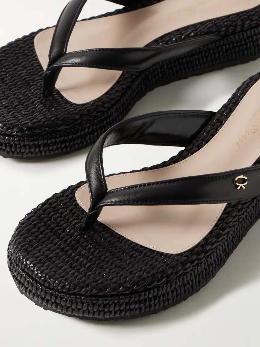 Вьетнамки на кожаной платформе Tahiti 40 Gianvito Rossi, черный — фото 4