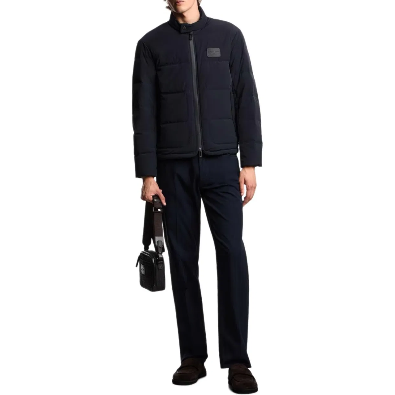 Брюки J76 straight-fit five-pocket из умывальной саржи EMPORIO ARMANI, Marine Blue — фото 4
