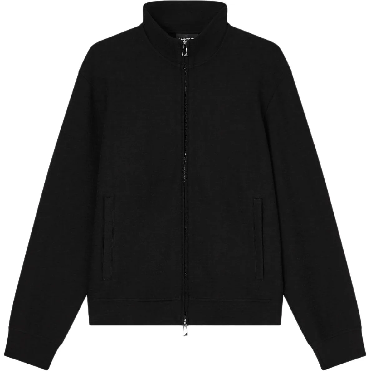 Толстовка на молнии из интерлока с лиоцеллом и жаккардовой надписью EMPORIO ARMANI, черный
