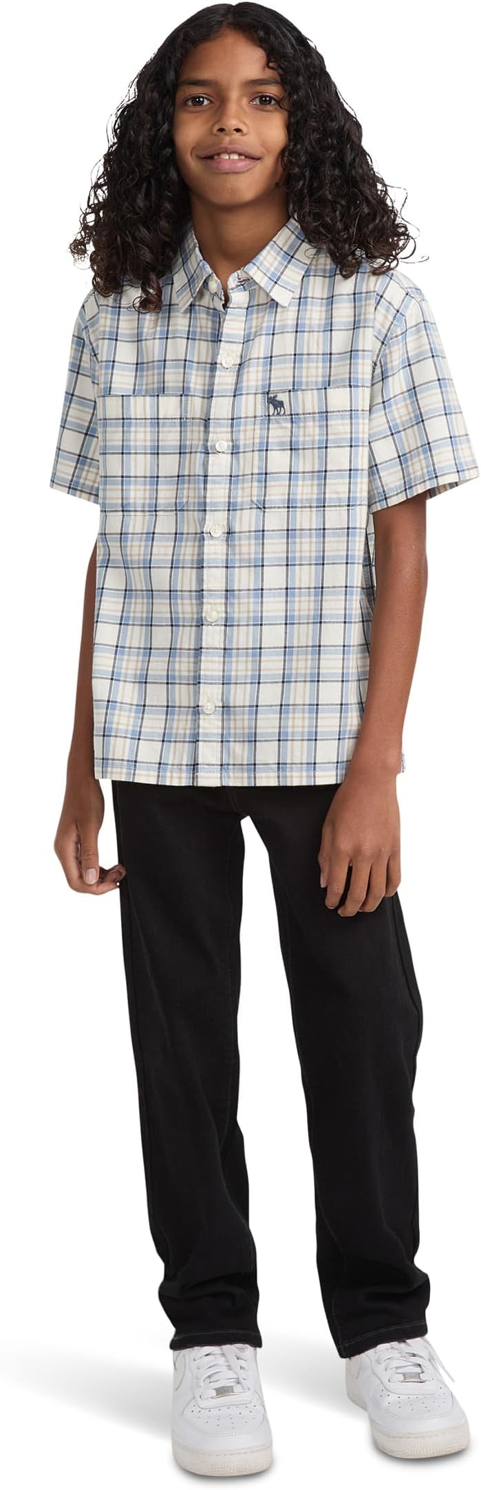 Рубашка abercrombie kids Short Sleeve Simple Life Woven Shirt, цвет Jet Stream — фото 3