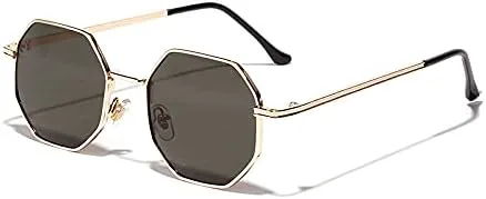 

Ретро-солнцезащитные очки в шестиугольной металлической оправе, модные, цвет розовое золото, зеркальные, защита от УФ-излучения UV400 MTZJH, Golden Dark Green