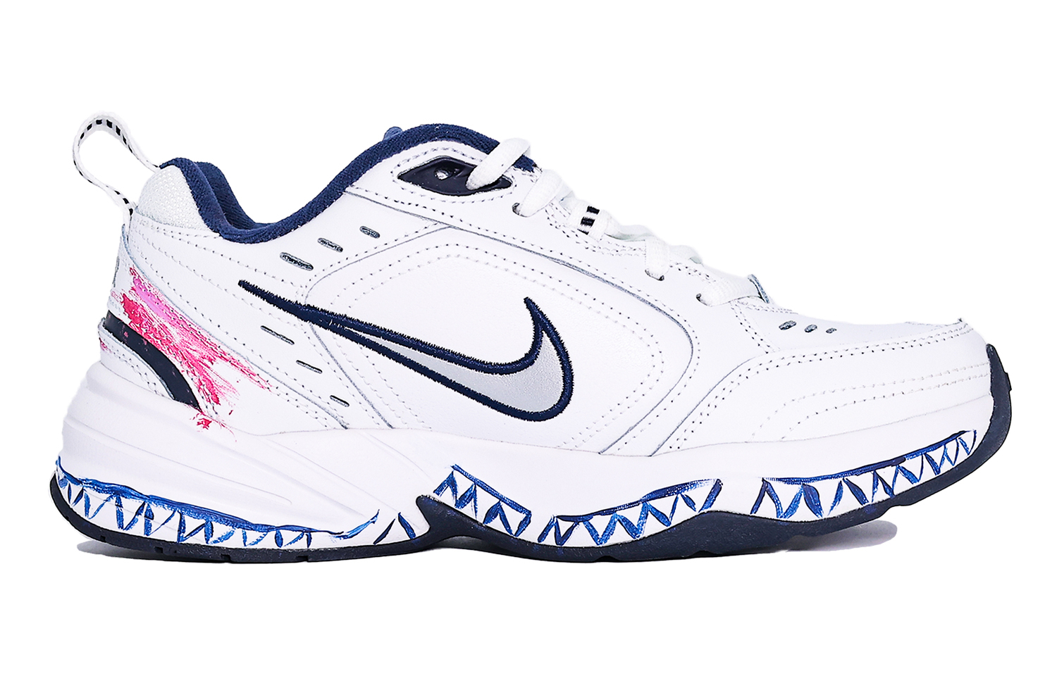 Air Monarch 4 амортизация, износостойкие низкие массивные кроссовки unisex blue white Nike, синий белый — фото 3