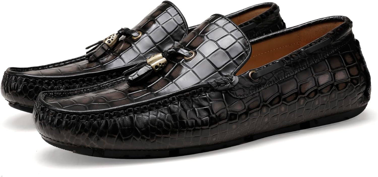 

Мужские лоферы с кисточками, классические туфли без шнурков для мужчин, кожаные мокасины, деловые, свадебные лоферы Generic, серый