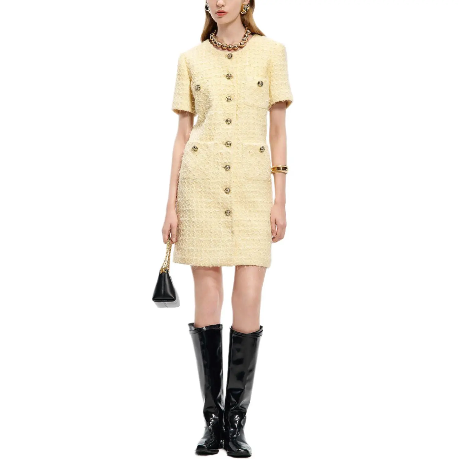 

KARL LAGERFELD FW24 Желтое короткое платье для женщин KARL LAGERFELD / Karl Lagerfeld Jeans