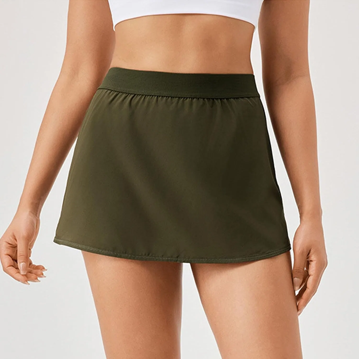 Спортивная юбка-шорты с высокой талией, Army Green — фото 3