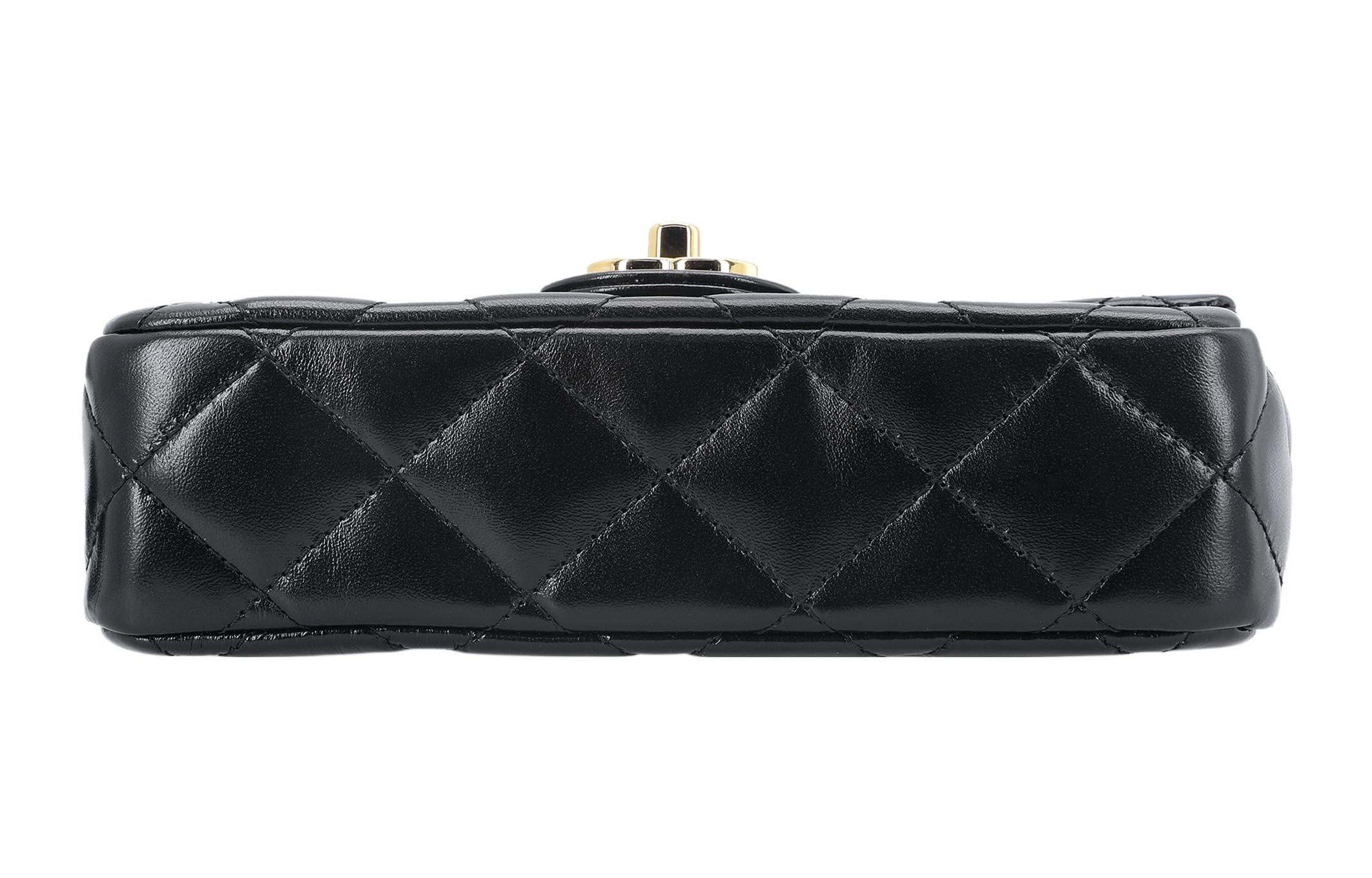 CHANEL Маленькая женская сумка из ягненка черная — фото 4