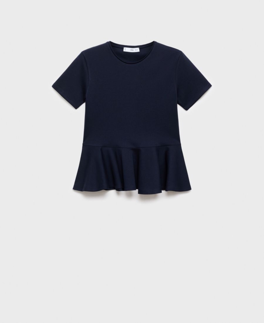 

Женская футболка с короткими рукавами и баской MANGO, Navy, Синий, Женская футболка с короткими рукавами и баской MANGO, Navy