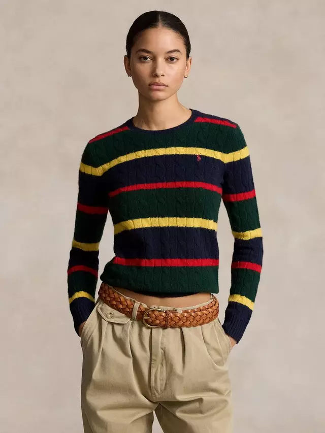 

Джемпер Ralph Lauren Polo Ralph Lauren Julianna Wool and Cashmere Stripe Cable Knit, цвет navy/multi