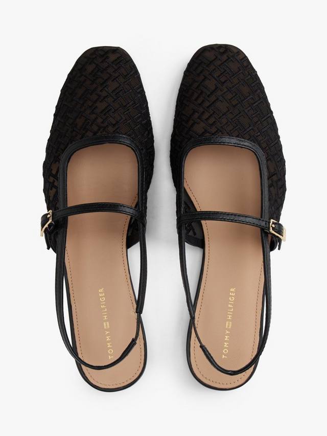 TH Monogram Slingback на каблуке-кitten из сетки Tommy Hilfiger, Black — фото 3