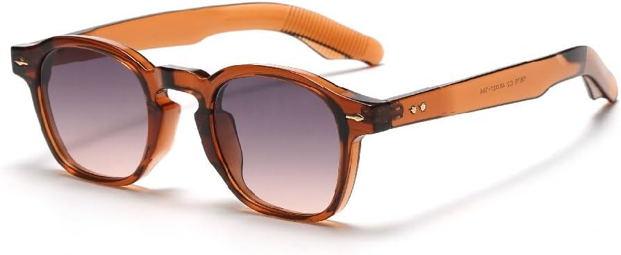 

Солнцезащитные очки в стиле ретро для женщин и мужчин, маленькие квадратные, массивная оправа в стиле 90-х, защита от УФ-излучения SOLVANSKI, 3-transparent Brown & Orange Lens