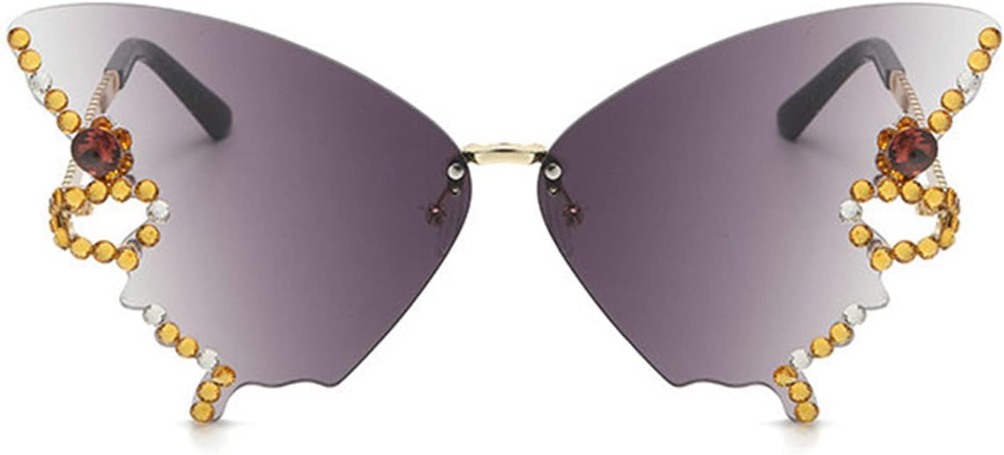 

Женские солнцезащитные очки Helena в форме бабочки с бриллиантовой оправой, без оправы, с защитой от УФ-излучения, для вождения, рыбалки, походов и активного отдыха, Grey