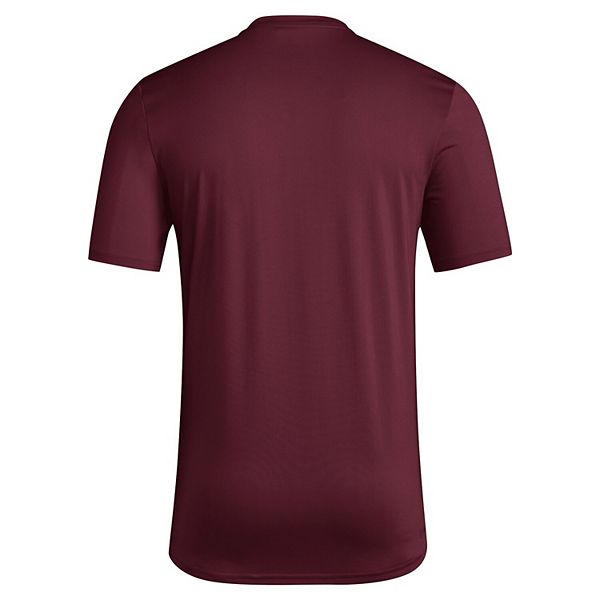 Мужская бордовая футболка Mississippi State Bulldogs Aeroready для предыгровой раздевалки Adidas — фото 4