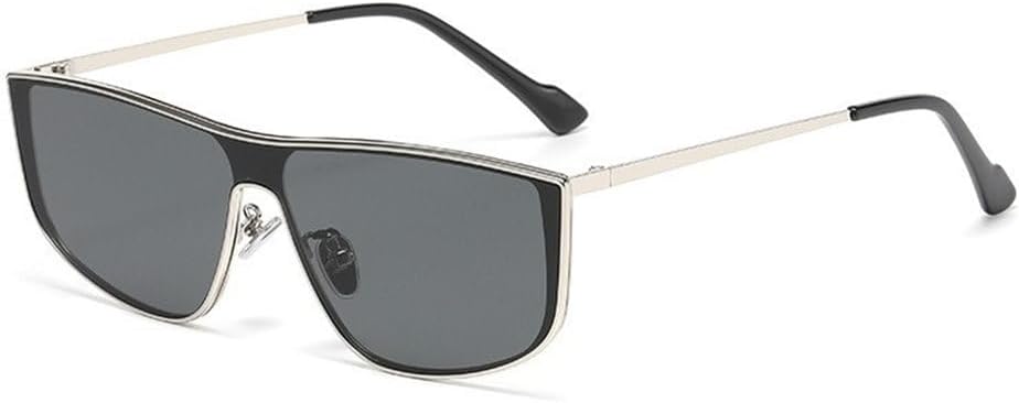 

Модные женские солнцезащитные очки с металлическими интегрированными линзами, модель 2025 года. Для путешествий на открытом воздухе, уличного стиля, вождения, с защитой от УФ-излучения PRSTNN, Silver Gray