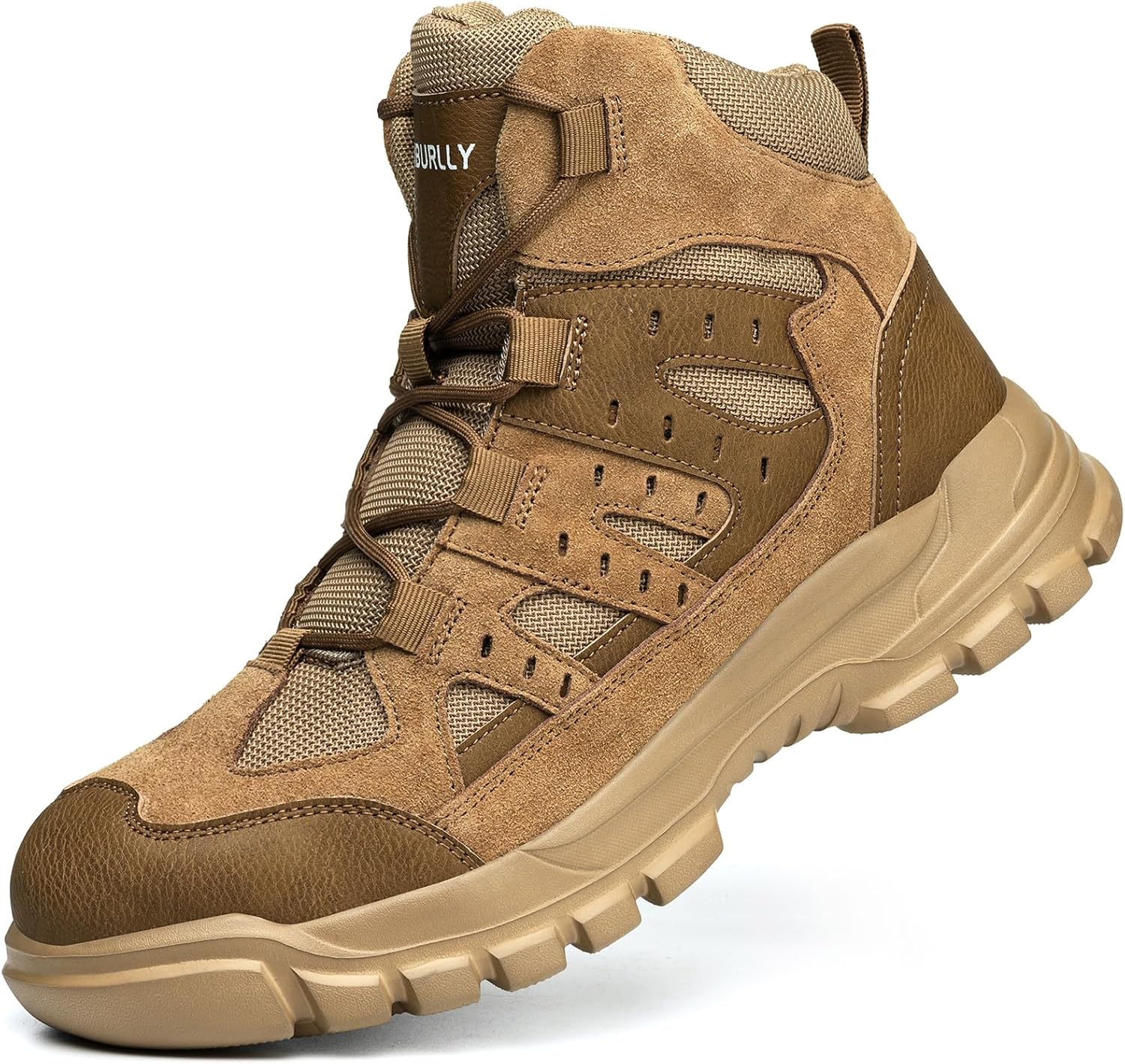 

Ботинки со стальным носком для мужчин и женщин, легкие, дышащие, рабочие, защитные, противоударные, противопрокольные, походные Generic, коричневый