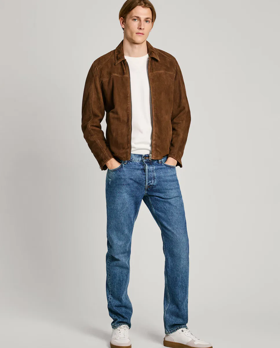 

Мужские джинсы прямого кроя с рваными деталями Pepe Jeans, синий
