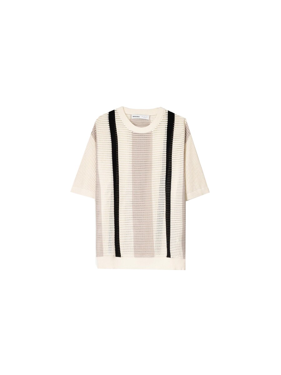 

Рубашка Bershka, цвет Ecru/Dark beige