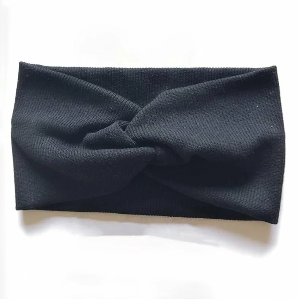 Ребристая повязка на голову для женщин, широкая Miniministore, black