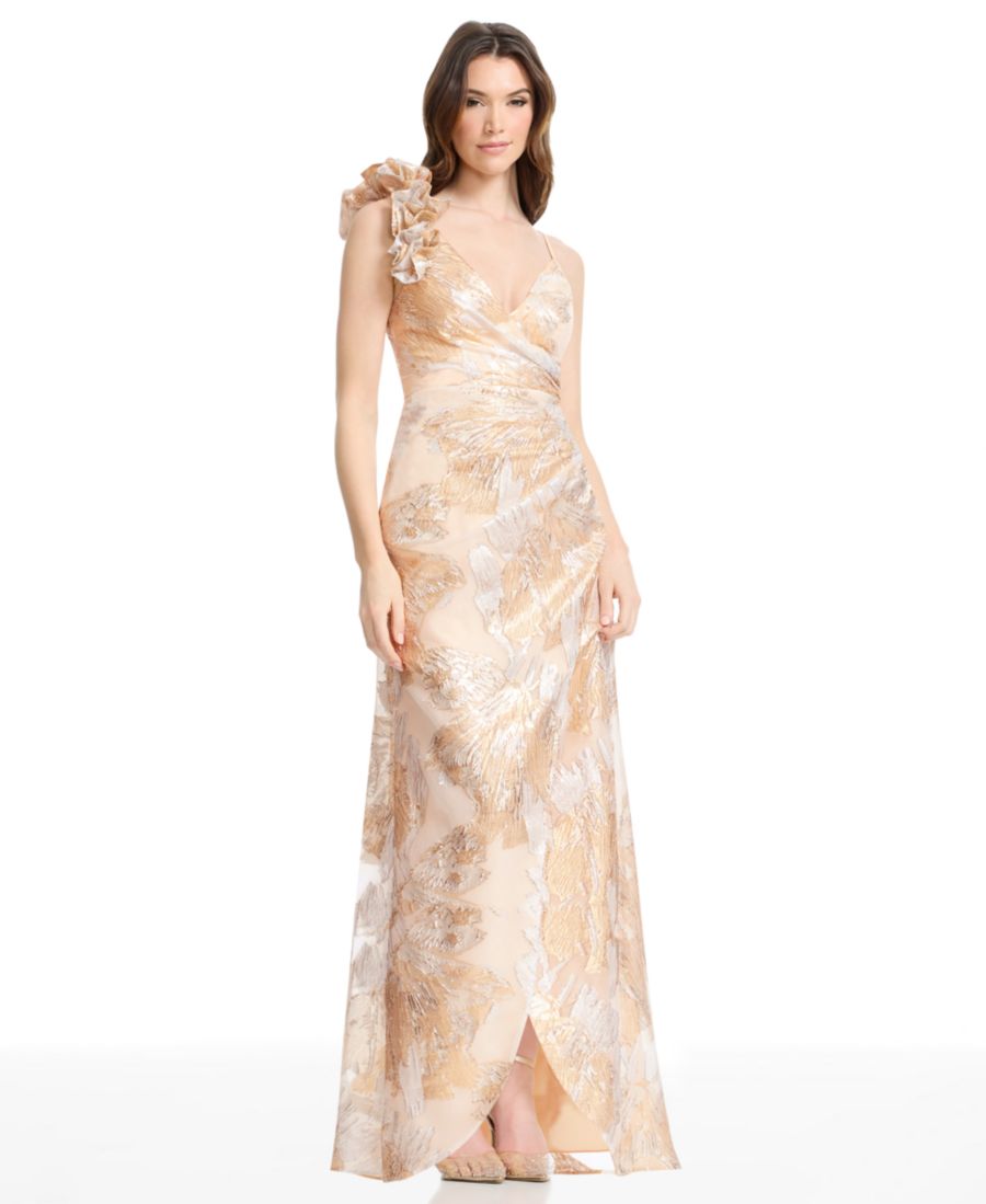 

Женское платье Camelia с V-образным вырезом Dress the Population, Gold-Silver Multi