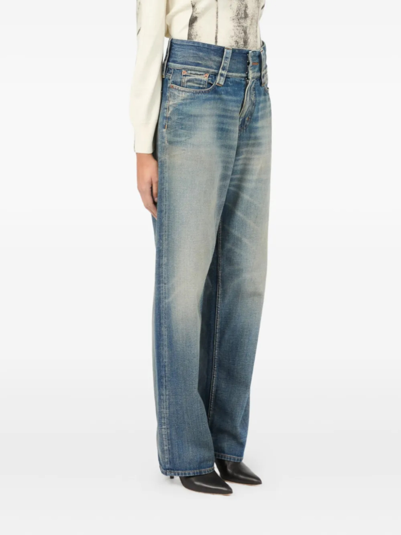 

MM6 Maison Margiela джинсы с эффектом потертости, синий