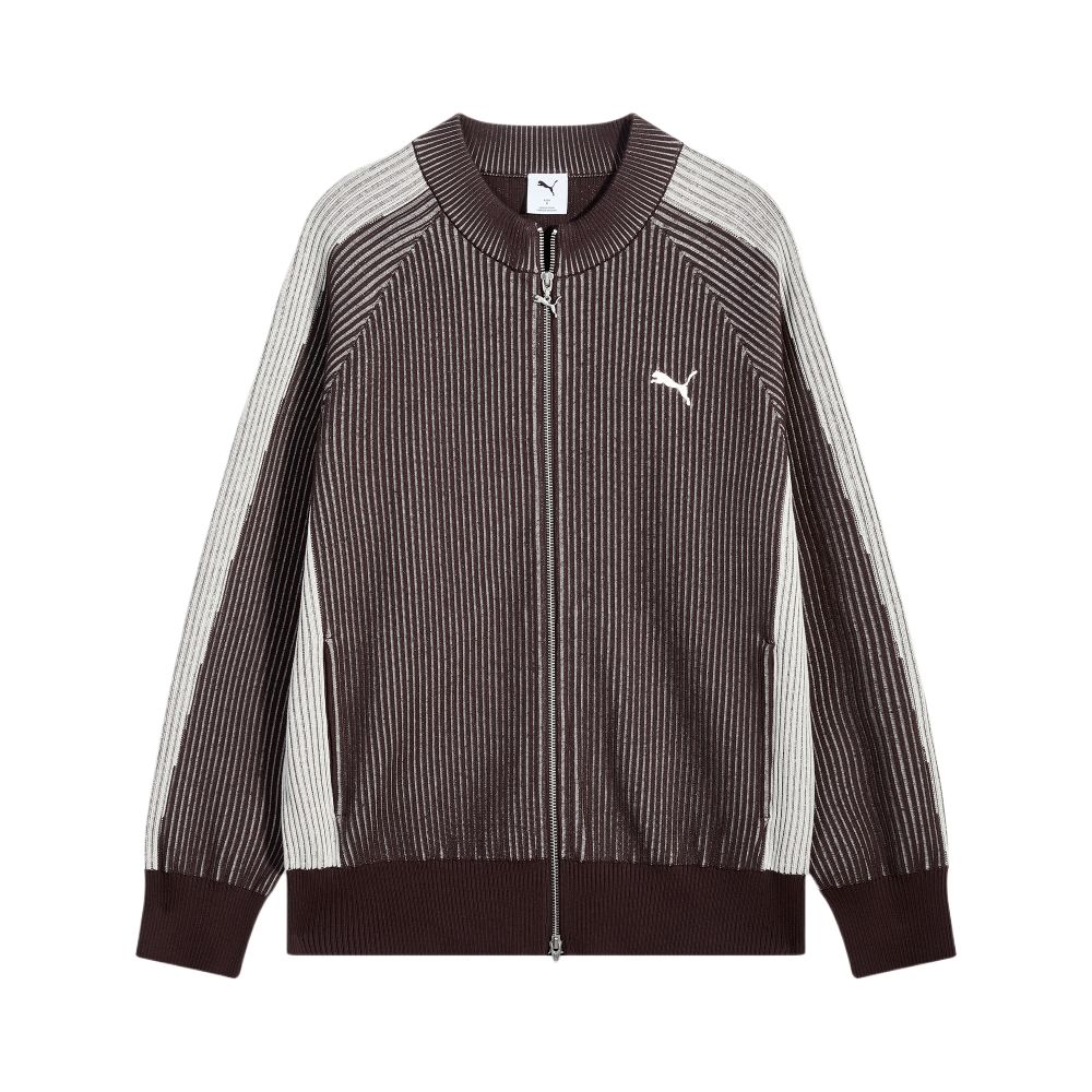 

Puma Мужская трикотажная рубашка T7, шоколадно-коричневого цвета, со стоячим воротником средней высоты