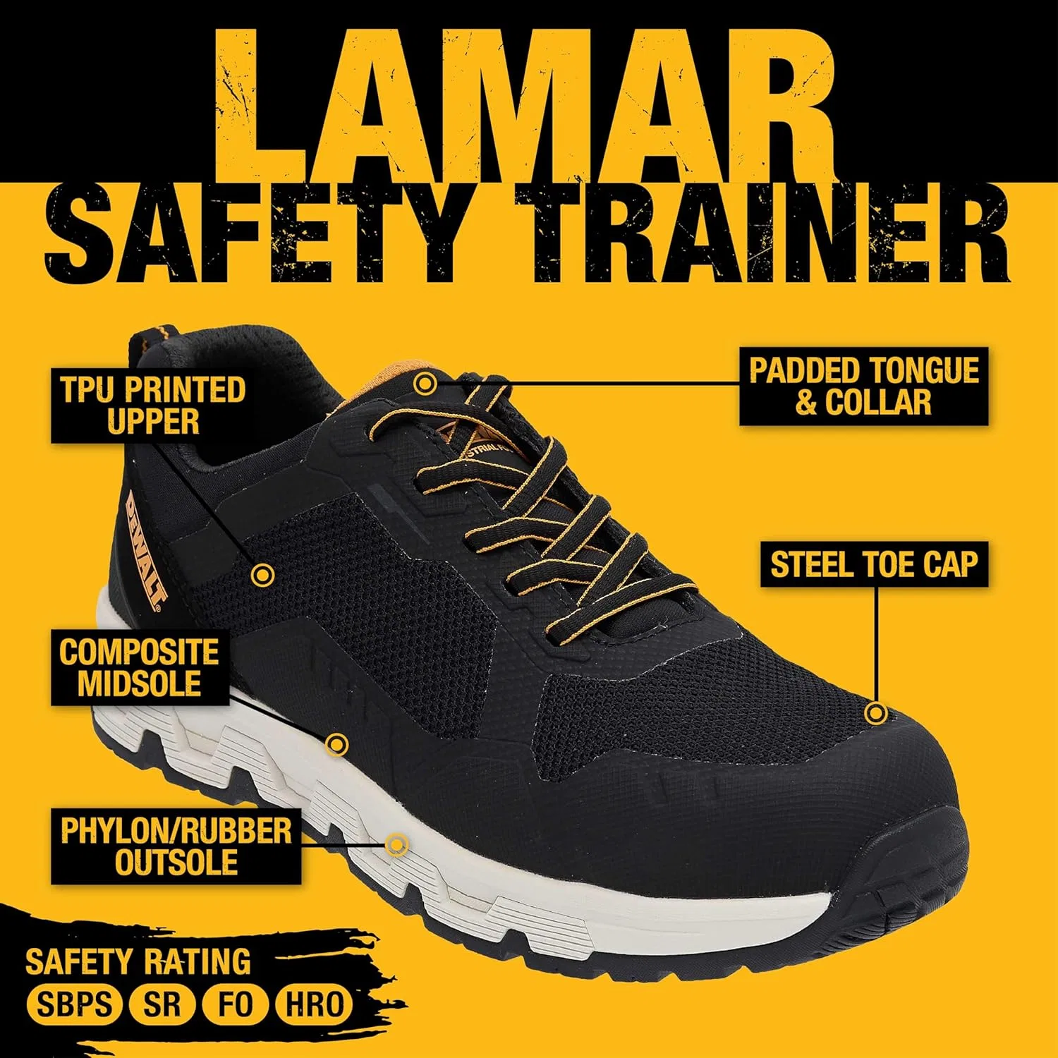 Кроссовки DEWALT Herren Lamar Trainer BAU-Schuhe, Black — фото 2