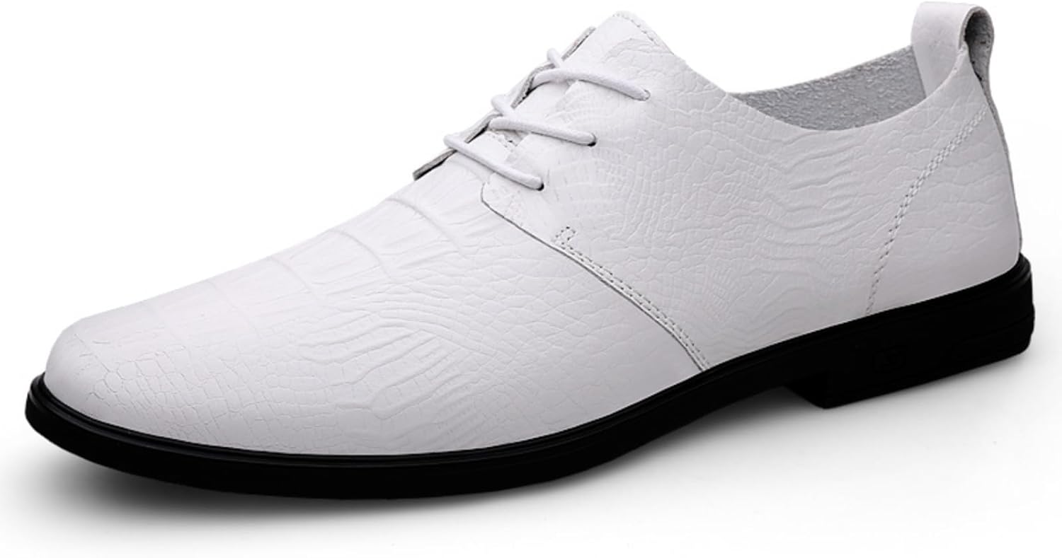 

Мужские классические туфли на шнуровке, оксфорды из кожи с тиснением под крокодила для деловых и официальных мероприятий Kpdwfms, белый