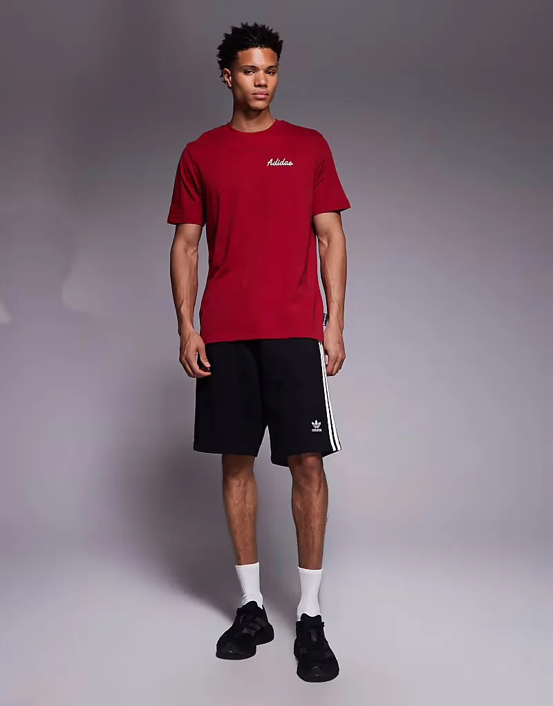Adidas performance Тренировочная футболка Adidas с принтом в виде изображения боулинга на спине, бордового цвета — фото 2