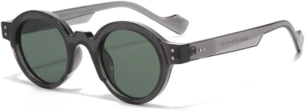 

Круглые солнцезащитные очки для мужчин в стиле панк, двухцветные, с защитой от УФ-излучения UV400, ретро, ​​с заклепками, модные женские очки с прозрачными линзами в оправе UATXTAU, Grey Dark Green